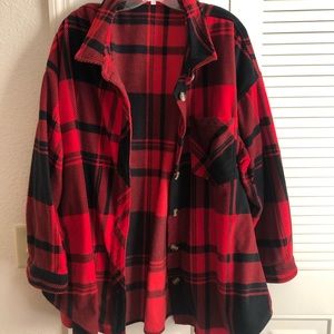 Buffalo plaid button up fleece